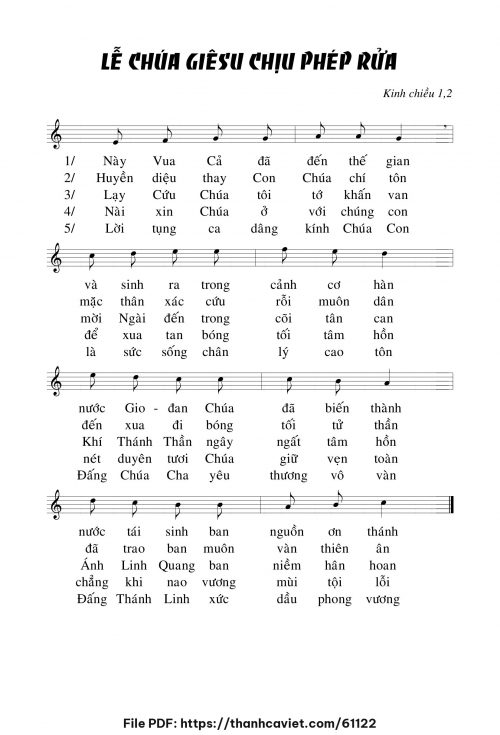 Kinh chiều 1 & 2 Lễ Chúa Giêsu chịu phép rửa - Chưa biết - trang 1