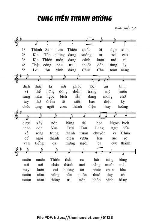 Kinh chiều 1 & 2 Lễ Cung Hiến Thánh Đường - Chưa biết - trang 1