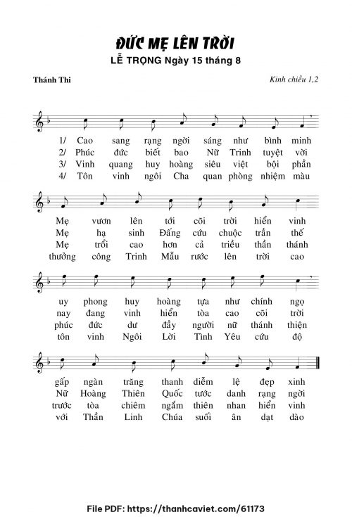 Kinh chiều 1 & 2 Lễ Đức Mẹ Hồn xác lên trời - Chưa biết - trang 1