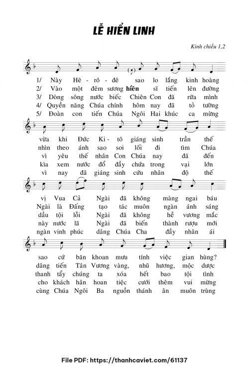 Kinh chiều 1 & 2 Lễ Hiễn linh - Chưa biết - trang 1