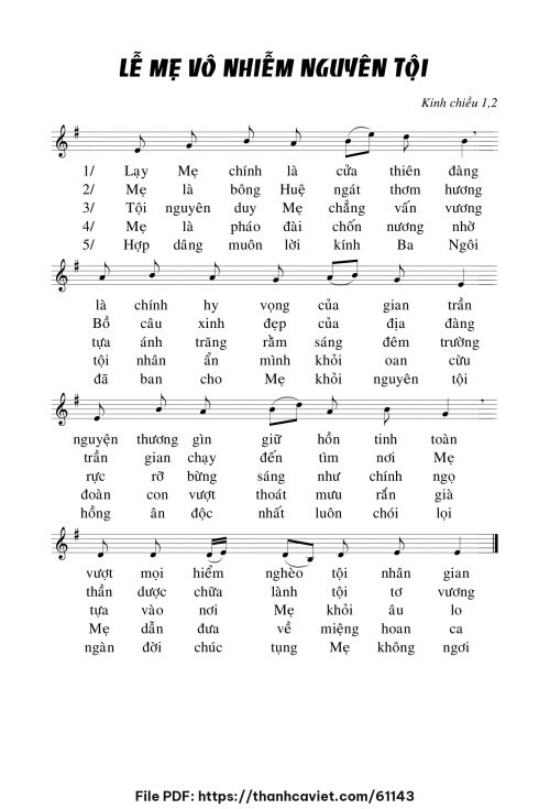 Kinh chiều 1 & 2 Lễ Mẹ vô nhiễm nguyên tội - Chưa biết - trang 1