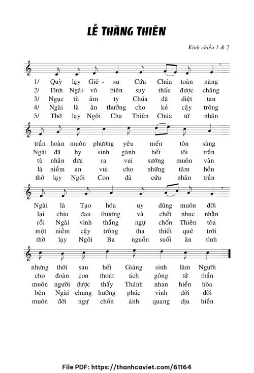Kinh chiều 1 & 2 Lễ Thăng Thiên - Chưa biết - trang 1