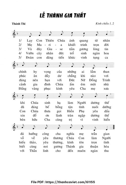 Kinh chiều 1 & 2 Lễ Thánh Gia thất - Chưa biết - trang 1