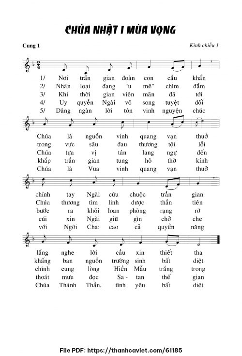 Kinh chiều 1 Chúa nhật I mùa vọng - Chưa biết - trang 1