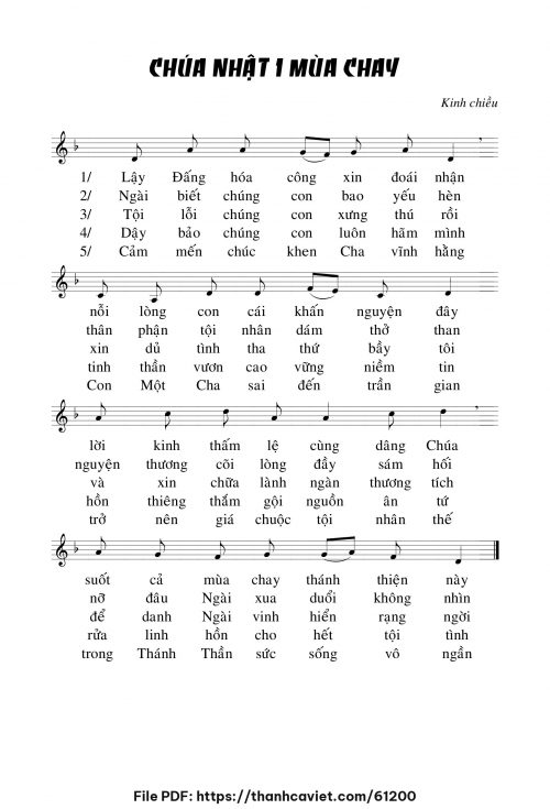 Kinh chiều Chúa nhật I mùa chay - Chưa biết - trang 1