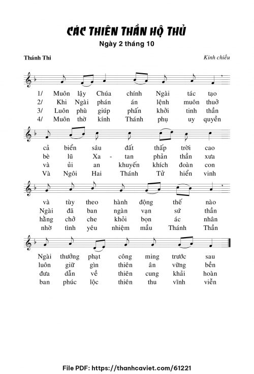 Kinh chiều Lễ các THIÊN THẦN HỘ THỦ - Chưa biết - trang 1