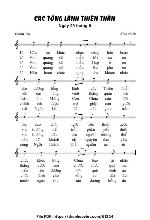 Kinh chiều Lễ Các Tổng Lãnh Thiên Thần - Chưa biết - trang 1