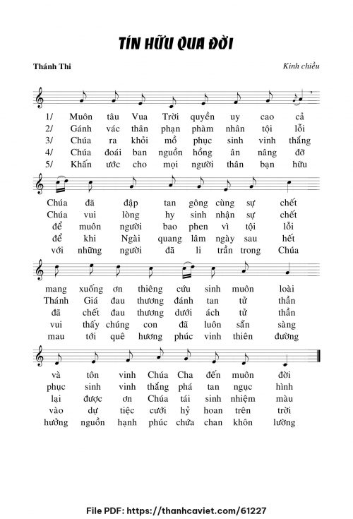 Kinh chiều Lễ cầu cho các tín hữu đã qua đời - Chưa biết - trang 1