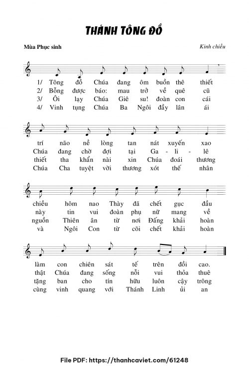 Kinh chiều Lễ Thánh TÔNG ĐỒ mùa PS - Chưa biết - trang 1
