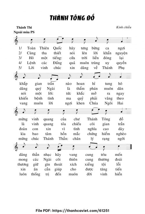 Kinh chiều Lễ Thánh TÔNG ĐỒ ngoài mùa PS - Chưa biết - trang 1