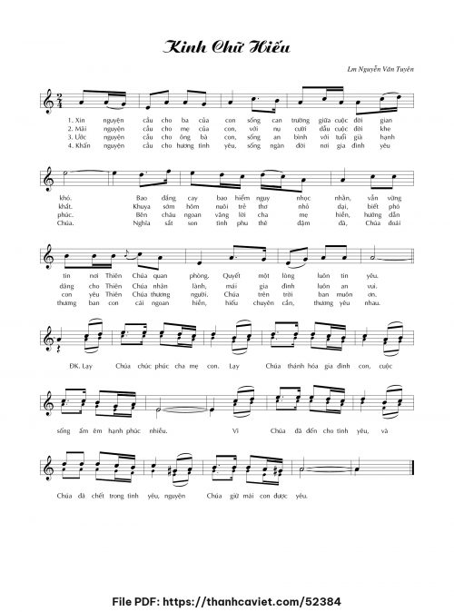Kinh Chữ hiếu - Lm. Nguyễn Văn Tuyên - trang 1