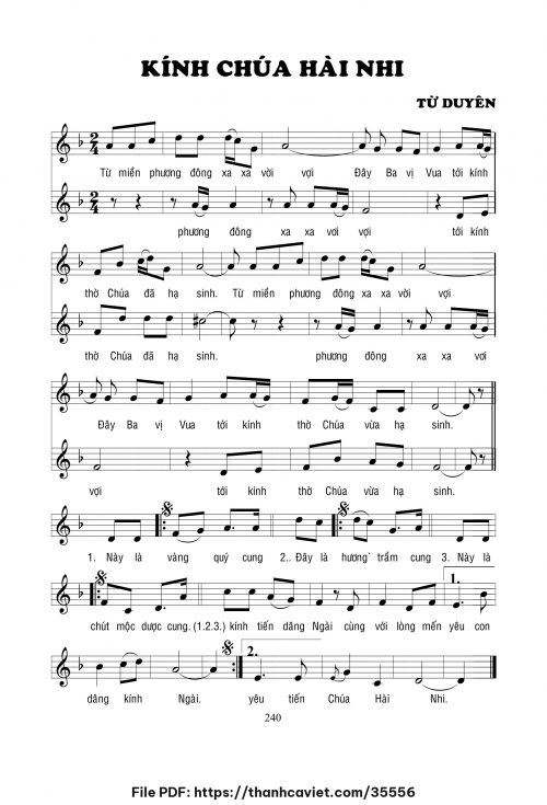 Kính Chúa Hài Nhi - Lm. Từ Duyên - trang 1