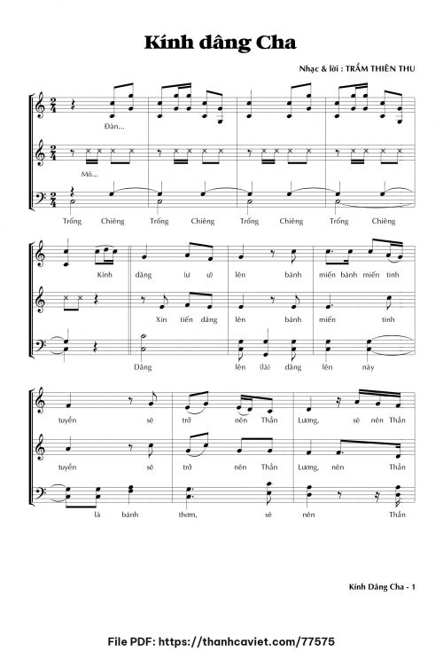 Kính dâng Cha - Trầm Thiên Thu - trang 1