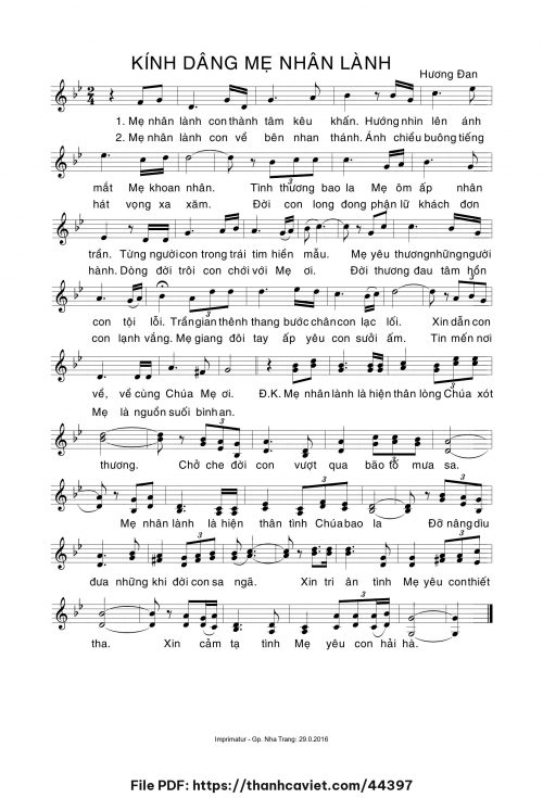 Kính dâng Mẹ Nhân Lành - Sr. Hương Đan - trang 1