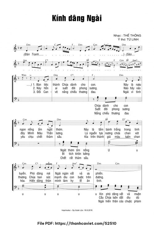 Kính dâng Ngài - Thế Thông - Ý thơ: Từ Linh - trang 1