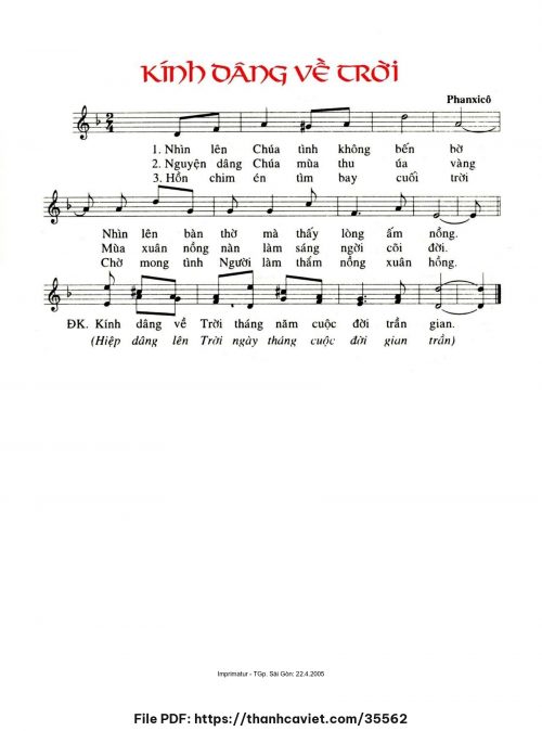 Kính dâng về Trời - Phanxicô - trang 1