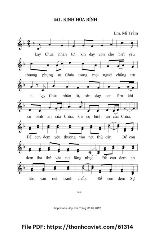 Kinh hòa bình - Lm. Mi Trầm - trang 1