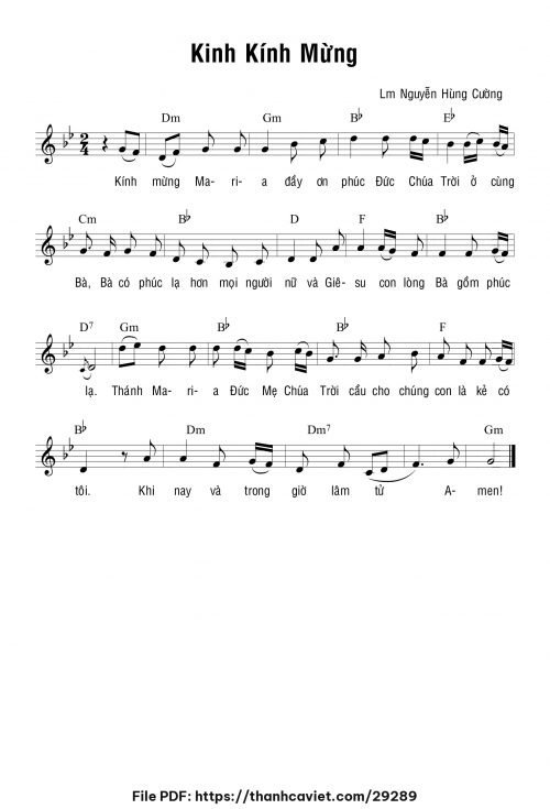 Kinh Kính Mừng - Lm. Nguyễn Hùng Cường - trang 1