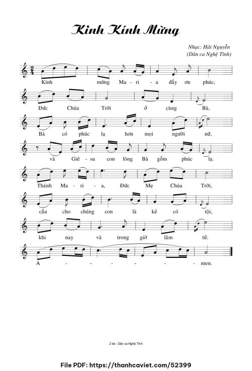 Kinh Kính Mừng - Hải Nguyễn - trang 1