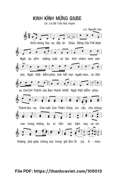 Kinh kính mừng Giuse - Lm. Nguyễn Duy - trang 1