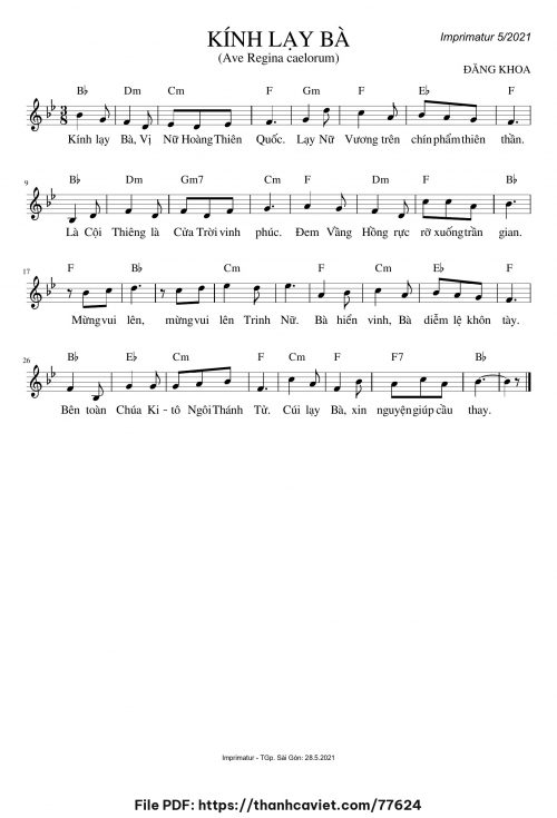 Kính lạy Bà - Đăng Khoa - trang 1