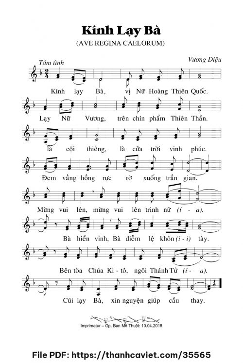 Kính lạy Bà - Lm. Vương Diệu - trang 1