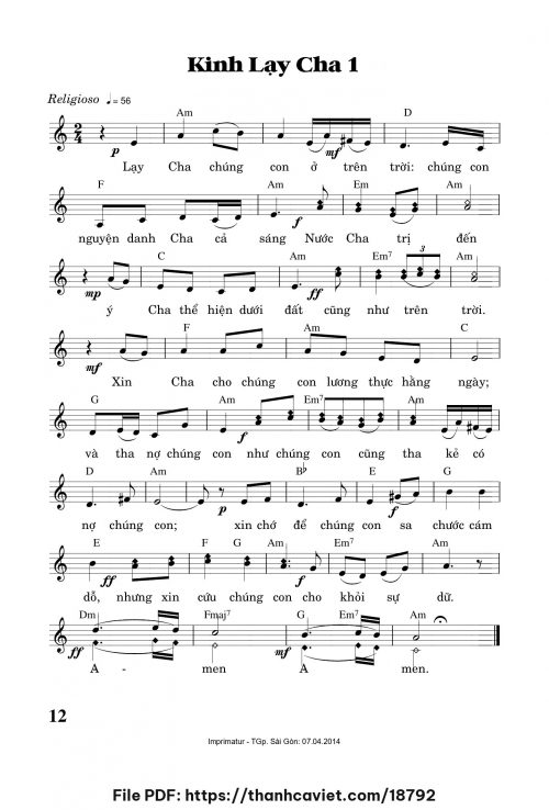 Kinh Lạy Cha 1 - Trần Quang Hiển - trang 1