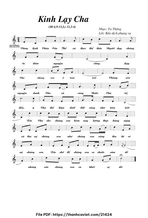 Kinh Lạy Cha - Lm. Fa Thăng - trang 1