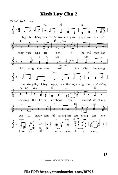 Kinh Lạy Cha 2 - Trần Quang Hiển - trang 1