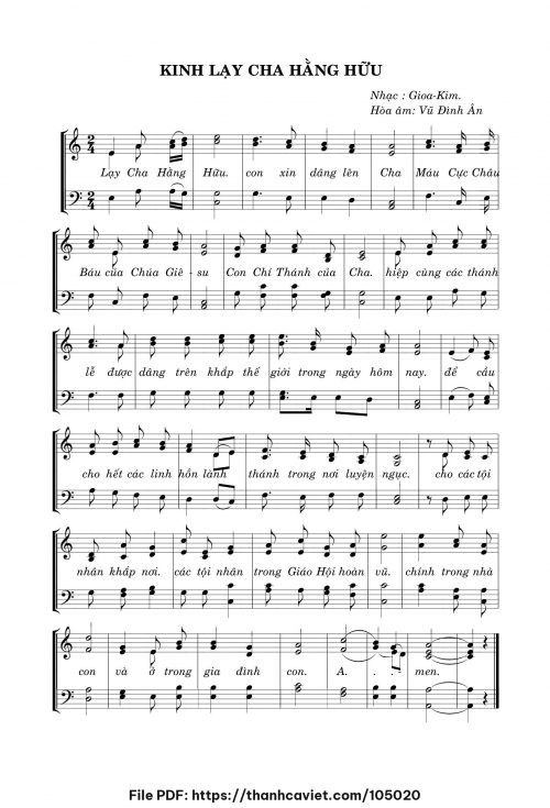 Kinh Lạy Cha Hằng Hữu - Gioa-Kim (Hòa âm: Vũ Đình Ân) - trang 1