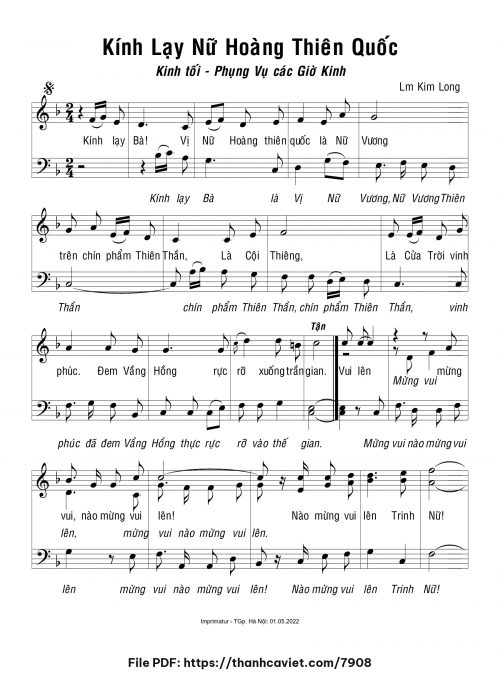 Kính lạy Nữ Hoàng Thiên Quốc - Lm. Kim Long - trang 1