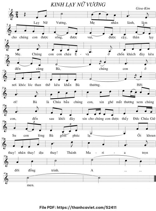 Kinh Lạy Nữ Vương - Gioa-Kim - trang 1