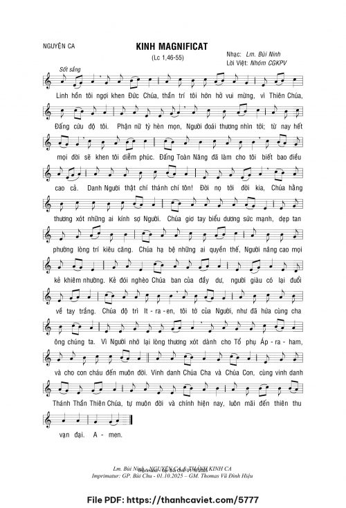 Kinh Magnificat - Lm. Bùi Ninh - trang 1