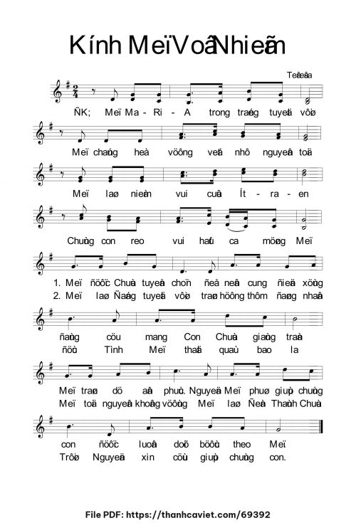 Kính Mẹ vô nhiễm 1 - Sr. Têrêsa - trang 1