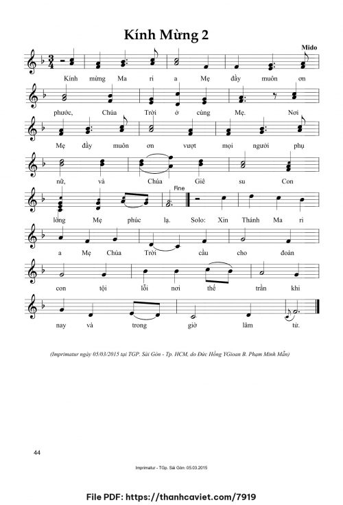 Kính Mừng 2 - Mido - trang 1