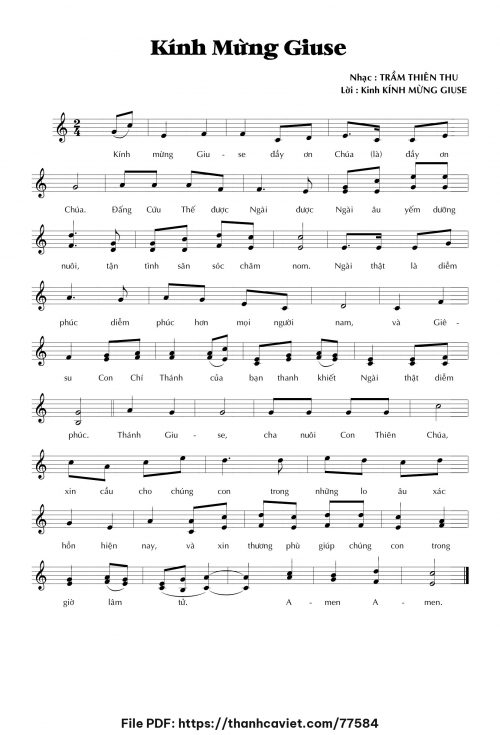 Kính mừng Giuse - Trầm Thiên Thu - trang 1