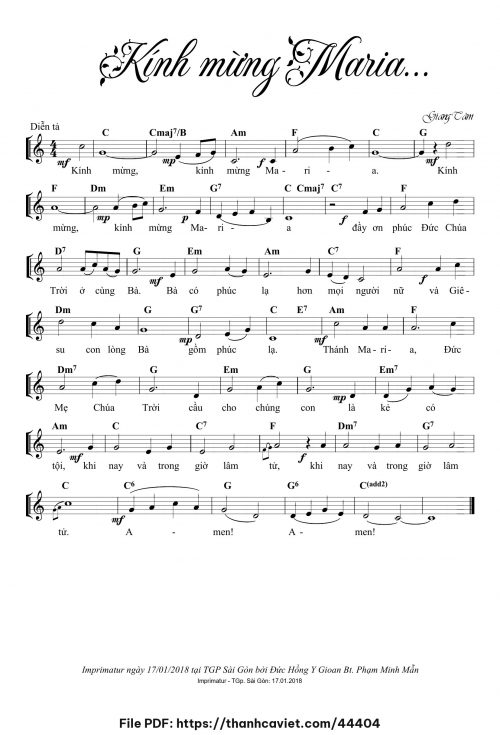 Kính Mừng Maria - Lm. Giang Tâm - trang 1