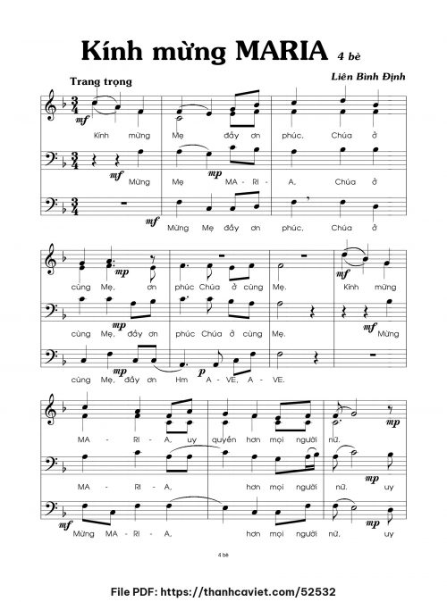 Kính Mừng Maria - Liên Bình Định - trang 1