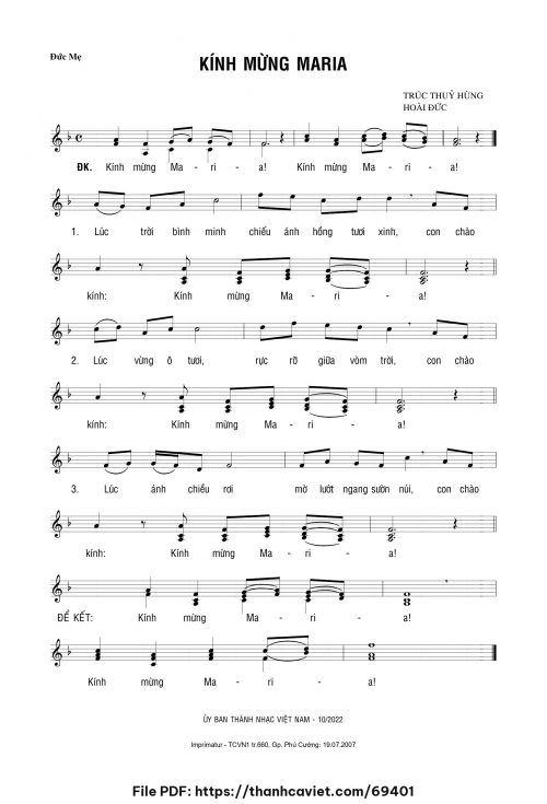 Kính Mừng Maria - Lm. Hoài Đức - Trúc Thủy Hùng - trang 1