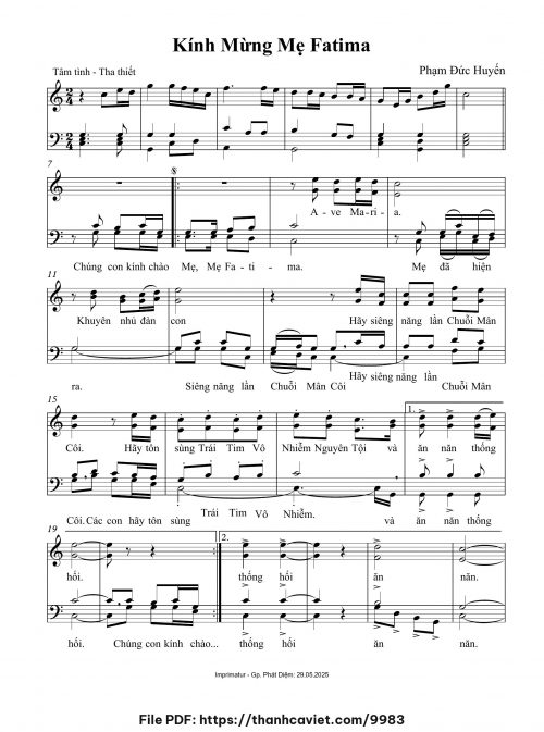 Kính mừng Mẹ Fatima - Phạm Đức Huyến - trang 1
