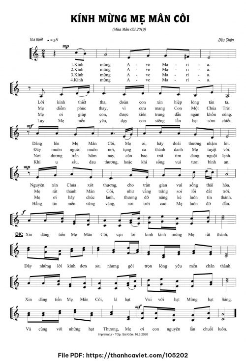 Kính mừng Mẹ Mân Côi - Dấu Chân - trang 1
