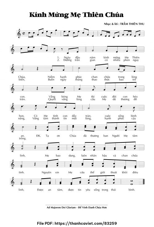 Kính mừng Mẹ Thiên Chúa - Trầm Thiên Thu - trang 1