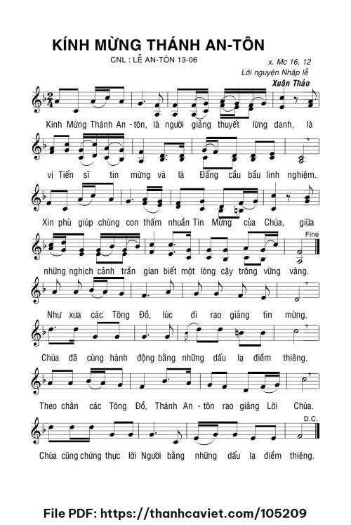 Kính mừng Thánh Antôn - Lm. Xuân Thảo - trang 1