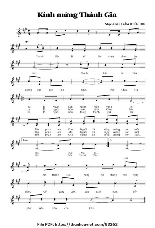 Kính mừng Thánh Gia - Trầm Thiên Thu - trang 1