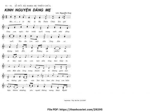 Kinh nguyện dâng Mẹ - Lm. Nguyễn Duy - trang 1