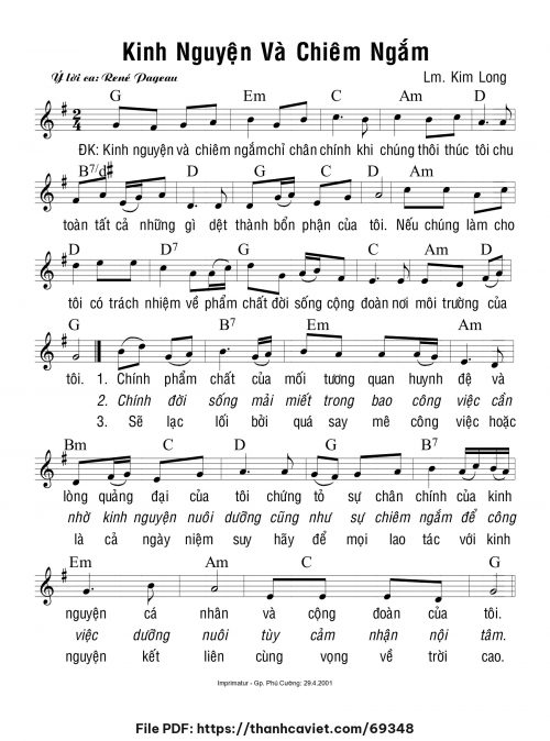 Kinh nguyện và chiêm ngắm - Lm. Kim Long - trang 1