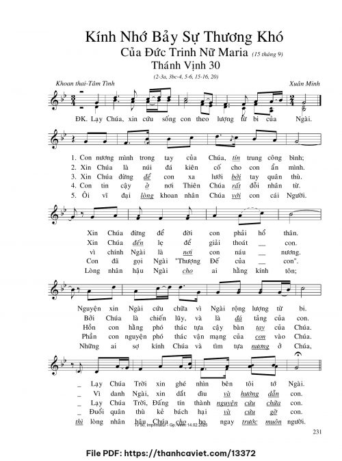 Kính nhớ bảy sự thương khó của Đức Trinh Nữ Maria - Xuân Minh - trang 1