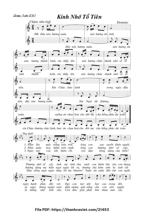 Kính nhớ tổ tiên - Lm. Dominic - trang 1
