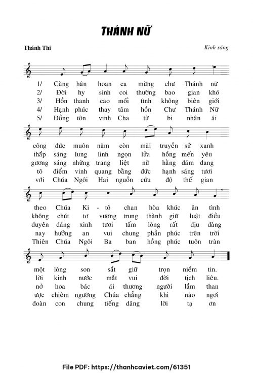 Kinh sáng Các Thánh Nữ - Chưa biết - trang 1