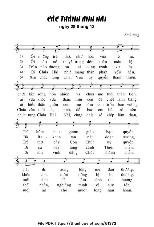 Kinh sáng Lễ Các Thánh Anh Hài - Chưa biết - trang 1